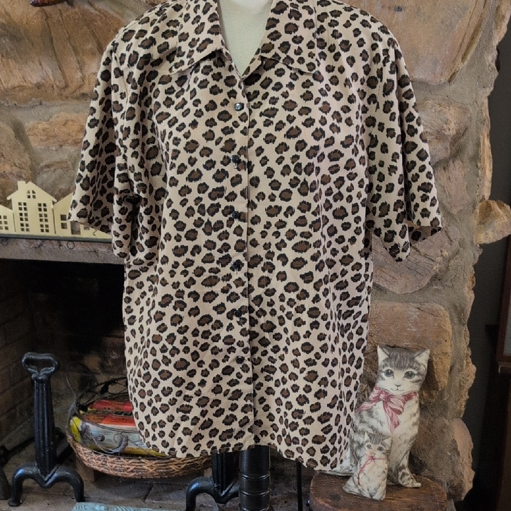 Vintage Claudia Richard Animal Print Blouse